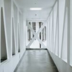 white painted building hallway
